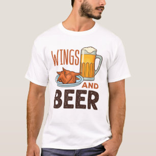 Drink vleugels en kippen van bier t-shirt