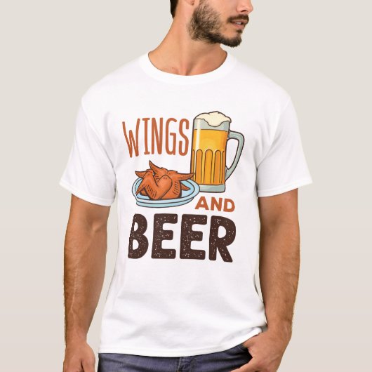 Drink vleugels en kippen van bier t-shirt (Voorkant)