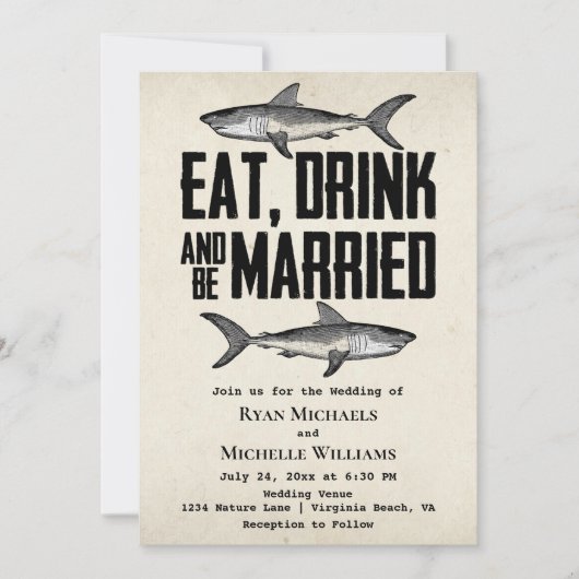 Drink voor haaienvlees en huwelijkshuwelijk Kaart (Voorkant)