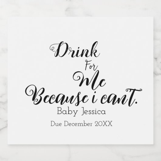 Drink voor mij Zwangerschapsaankondiging wijnetike Sparkling Wijnetiket (Enkel label)