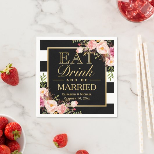 Drink voor weddenschappen en gehuwd Floral Gold Li Servetten (Insitu)