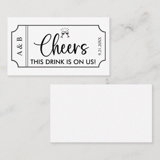 Drink voor zwart-withuwelijk Ticket Voucher (Voorkant / Achterkant)