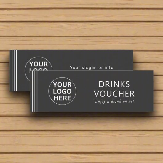 Drink Voucher Corporate Event Clean Grey Logo Kaar Mini Visitekaartje