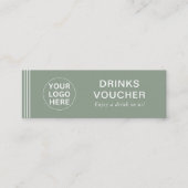 Drink Voucher Corporate Event Sage Green Logo Kaar Mini Visitekaartje (Voorkant)
