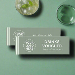 Drink Voucher Corporate Event Sage Green Logo Kaar Mini Visitekaartje