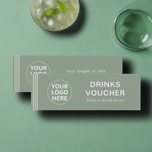 Drink Voucher Corporate Event Sage Green Logo Kaar Mini Visitekaartje