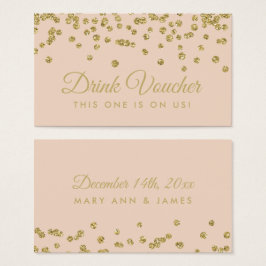 Drink Voucher Gold Faux Glitter Confetti Blush Visitekaartjes