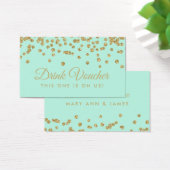 Drink Voucher Gold Faux Glitter Confetti Mint Visitekaartjes (Bureau)