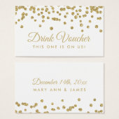 Drink Voucher Gold Faux Glitter Confetti Wit Visitekaartjes (Voorkant /achterkant)
