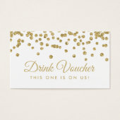 Drink Voucher Gold Faux Glitter Confetti Wit Visitekaartjes (Voorkant)