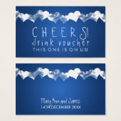 Drink Voucher Grunge Harten Blauw Visitekaartje (Voorkant /achterkant)
