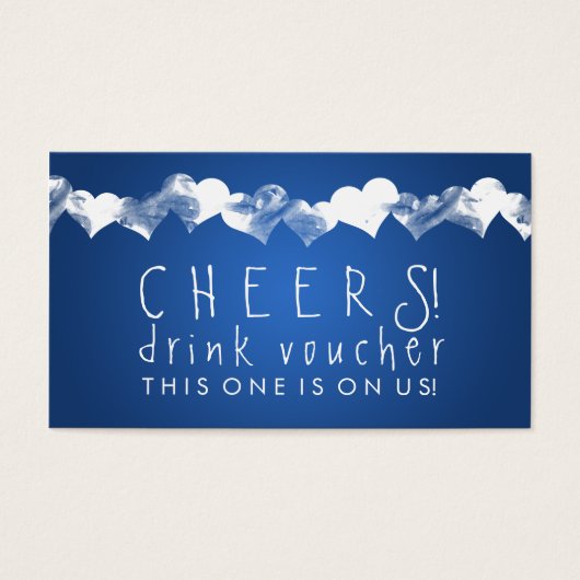 Drink Voucher Grunge Harten Blauw Visitekaartje (Voorkant)