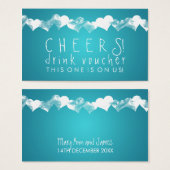 Drink Voucher Grunge Harten Turquoise Visitekaartjes (Voorkant /achterkant)