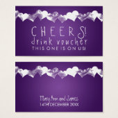 Drink Voucher Grunge Hearts Paarse Visitekaartjes (Voorkant /achterkant)