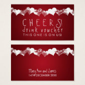 Drink Voucher Grunge Hearts Rood Visitekaartjes (Voorkant /achterkant)