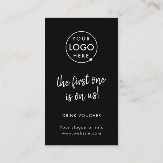 Drink Voucher | Modern Black Corporate Event Kaart Visitekaartje (Achterkant)