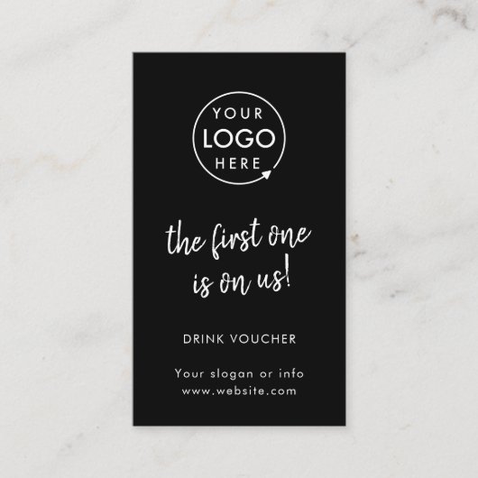 Drink Voucher | Modern Black Corporate Event Kaart Visitekaartje (Voorkant)