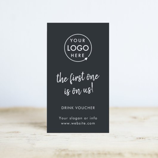 Drink Voucher | Modern Black Corporate Event Kaart Visitekaartje