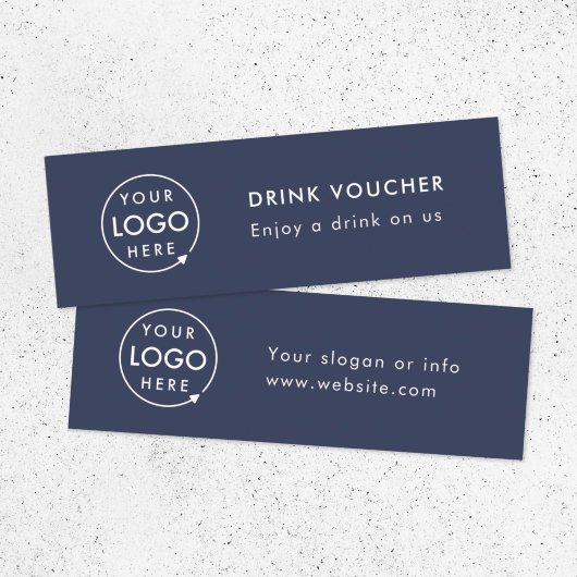 Drink Voucher | Navy Blue Corporate Logo Kaart Mini Visitekaartje