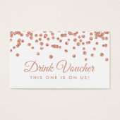 Drink Voucher Roos Gouden Faux Glitter Confetti Visitekaartje (Voorkant)
