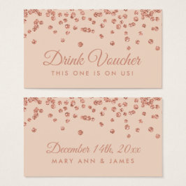 Drink Voucher Roos Gouden Glitter Confetti Blush Visitekaartje