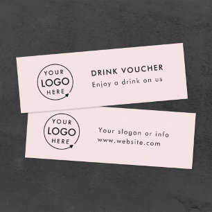 Drink Voucher   Roze Company Party Event Logo Kaar Mini Visitekaartje