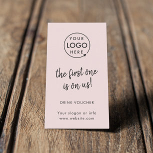 Drink Voucher Roze Logo Company Party Event Kaar Visitekaartje