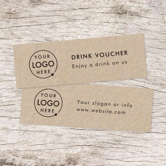 Drink Voucher | Rustic Kraft Corporate Logo Kaart Mini Visitekaartje