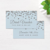 Drink Voucher Silver Faux Glitter Confetti Ice Blu Visitekaartje (Bureau)