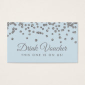 Drink Voucher Silver Faux Glitter Confetti Ice Blu Visitekaartje (Voorkant)