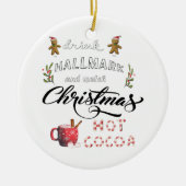 Drink warme cacao en kijk naar de kerst keramisch ornament (Voorkant)