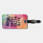 Drink water besparen Waterverf wijn grappig Bagagelabel (Achterkant horizontaal)