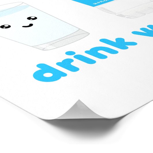 Drink water - Kawaii ontwerp Poster (Hoek)