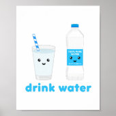 Drink water - Kawaii ontwerp Poster (Voorkant)