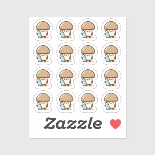 Drink water paddestoel Custom-Cut Vinyl Sticker (Vel)