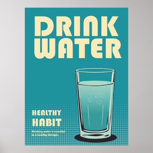 Drink Water Slogan Bauhaus Pop Art Style Design Poster (Voorkant)