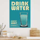 Drink Water Slogan Bauhaus Pop Art Style Design Poster (Keuken)