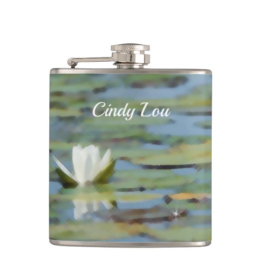 Drink waterlilmeer ventilator Waterverf Heupfles (Voorkant)