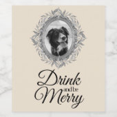 Drink Wees vriendelijk feestdag Silver Lijst Foto Wijn Etiket (Enkel label)