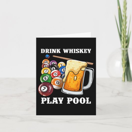 Drink Whiskey Speel Pool I Funny Whisky Biljart P Kaart (Voorkant)