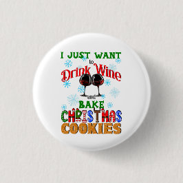 Drink Wijn Bakken Kerstkoekjes, Bakken Xmas Ronde Button 3,2 Cm