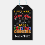 Drink Wijn Bakken Kerstkoekjes, Feestelijke Xmas Cadeaulabel (Achterkant)