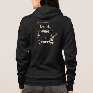 Drink Wijn Camping Hoodie Zit bij het kampvuur