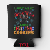 Drink Wijn en Bak Kerstkoekjes, Funny Xmas Blikjeskoeler (Achterkant)