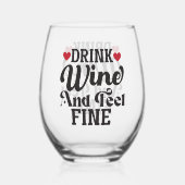 Drink Wijn en Feel Fijn Stemless Wijnglas Zonder Voet (Voorkant)
