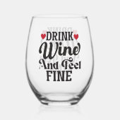 Drink Wijn en Feel Fijn Stemless Wijnglas Zonder Voet (Achterkant)