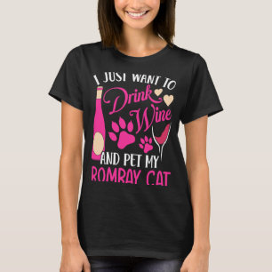 Drink wijn en huisdier Mijn bombay kat mam Humor C T-shirt