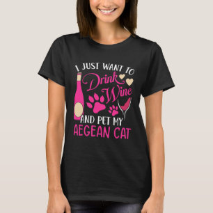 Drink Wijn en huisdier Mijn katje in de Egeïsche Z T-shirt