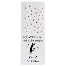 Drink Wijn en Judge Funny Cat Gift Bag