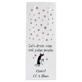 Drink Wijn en Judge Funny Cat Gift Bag Wijn Cadeautas